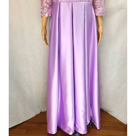 New Mother of the Bride (12) Lilac Satin and Embroidered 3/4 Sleeve Maxi Dress - Picture 3 of 10